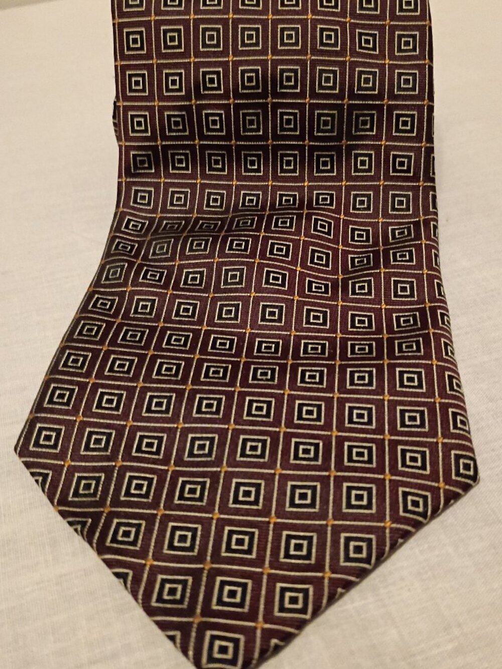 Robert Talbot Maroon with Square Pattern Classic Tie 57 inches